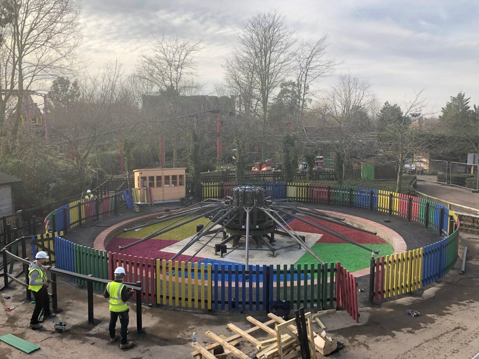 Newlands Landscapes team delivering ride fencing and surfacing at Chessington World of Adventures